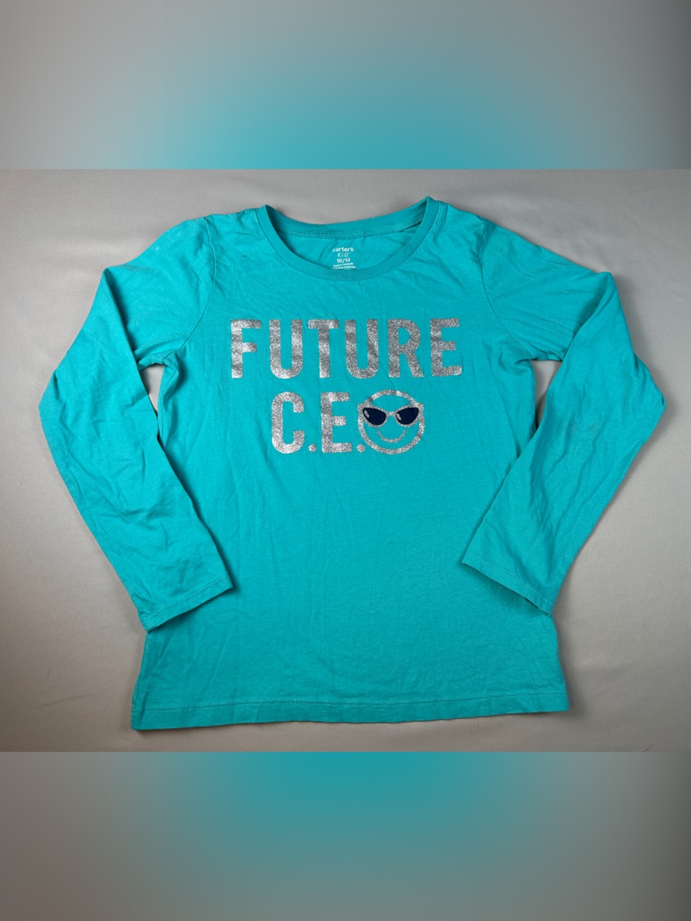 Carter's Teal Long Sleeve Tee with 'FUTURE' Glitter Graphic